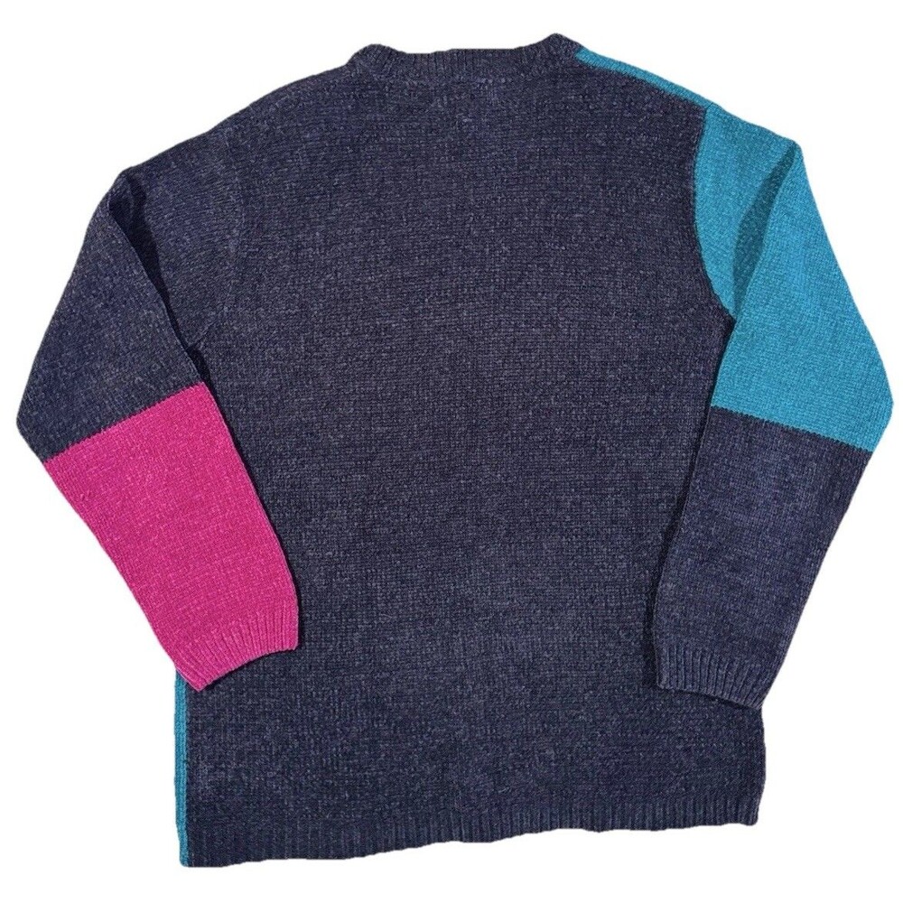 Vintage 90s 80s Alfred Dunner Color Block Chenille Sweater Women's Petite Medium - Picture 11 of 13